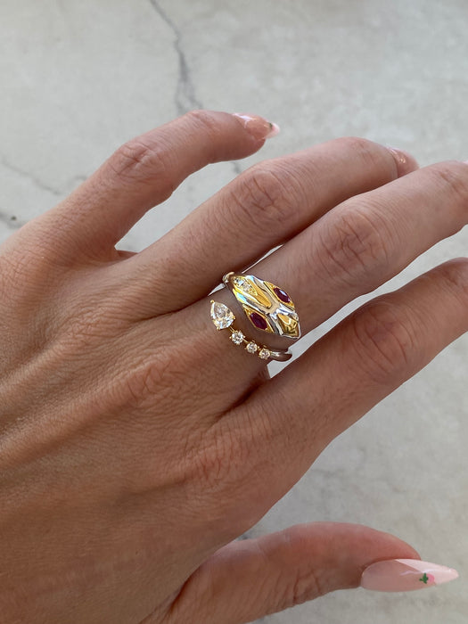 18K Two-Tone Natural Ruby & Diamond Snake Wrap Ring