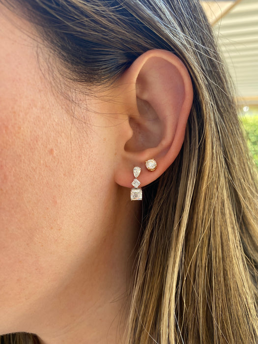 14K White Gold 2.10 CTW Lab Diamond Mixed Shape Drop Stud Earrings