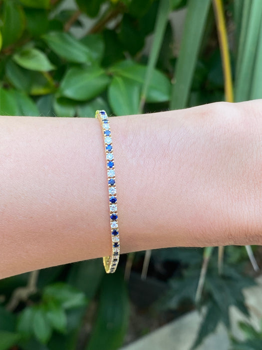 14k blue sapphire diamond bracelet 6.75”