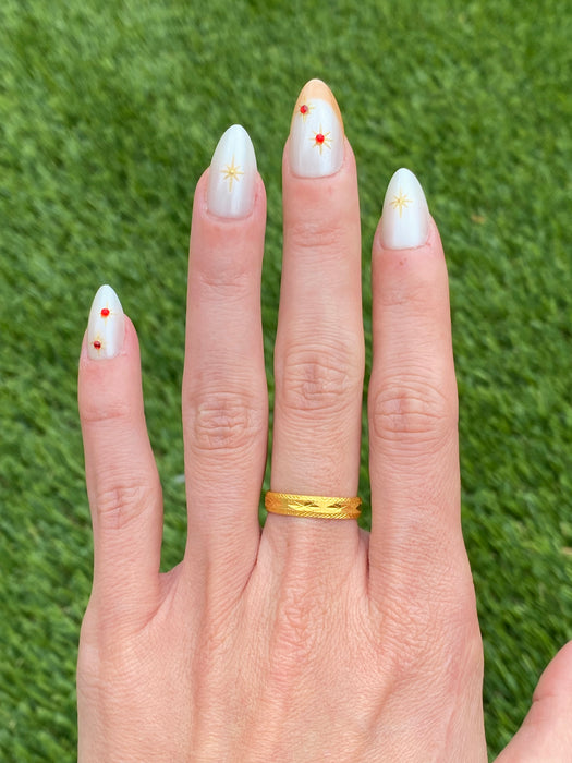 Vintage 24k Pure Gold Diamond Cut Eternity Ring