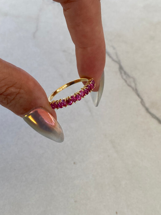 14k Gold Half Eternity Pear Ruby Ring