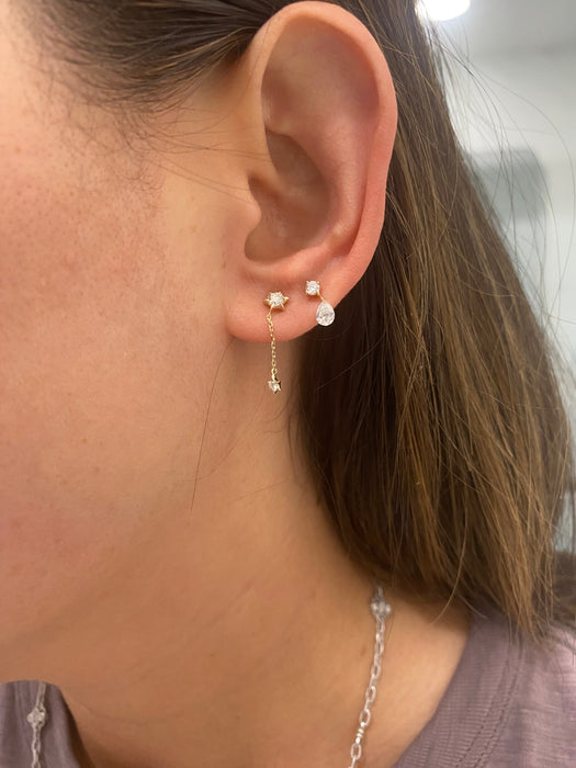 14K Lab Diamond Invisible Set Drop Pear Earrings – 0.78 CTW