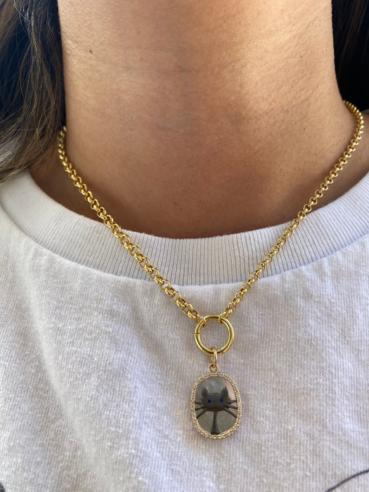14K Gold Mother-of-Pearl Cat Charm