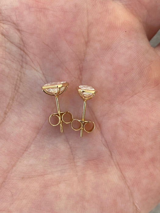 14K Yellow Gold Bezel Set Emerald Cut Lab Diamond Stud Earrings – 1.50 CTW