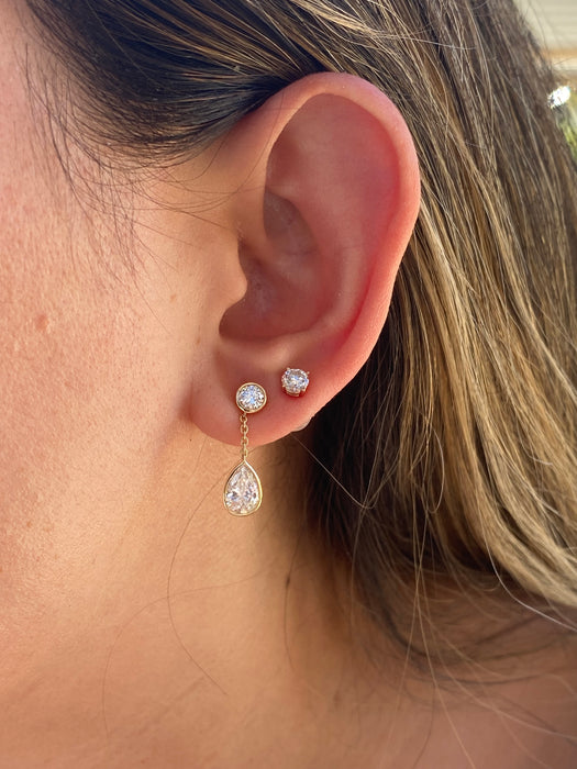 14K Bezel-Set 2 Carat Lab Diamond Drop Earrings