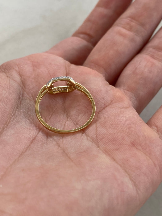 14K Yellow Gold Diamond Buckle Ring