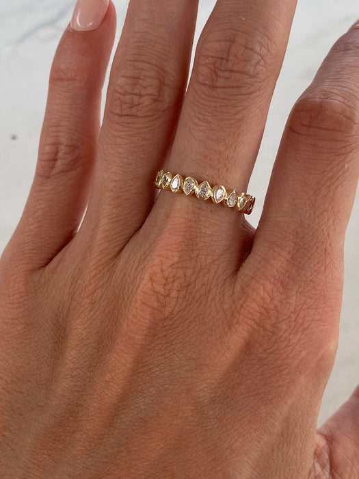 14K Gold Pear Lab Diamond Stacker Ring