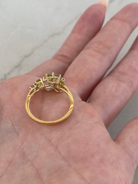 18K Blue Topaz & Peridot Ring