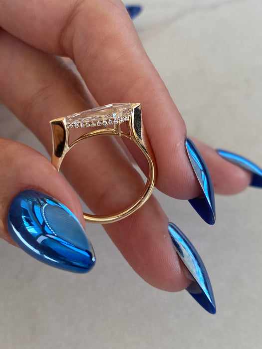 14K Step-Cut Elongated Kite Lab Diamond Ring