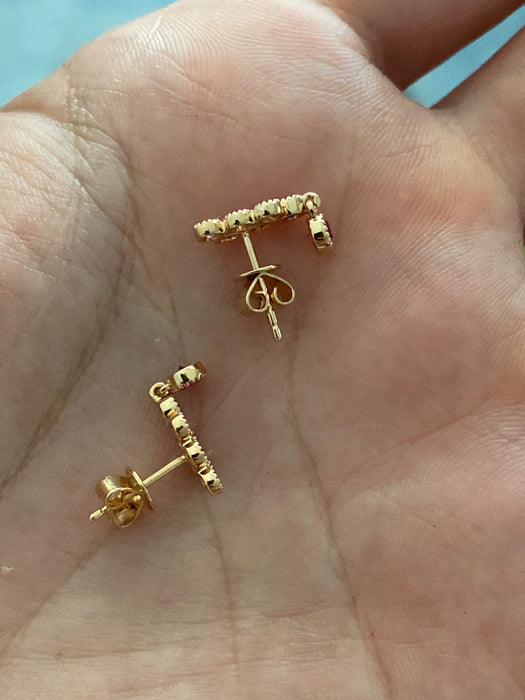 14K Rose Gold Ruby & Pink Sapphire Drop Earrings