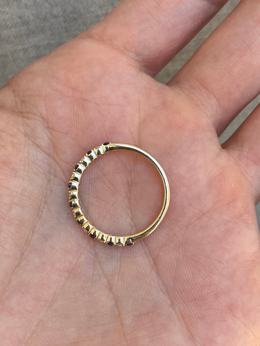 14K Gold Blue Sapphire & Diamond Half Eternity Ring