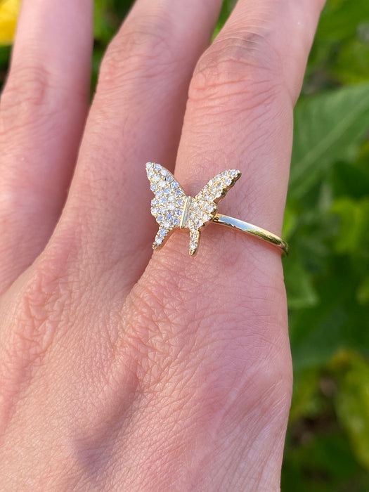 14k diamond butterfly ring size 6.75