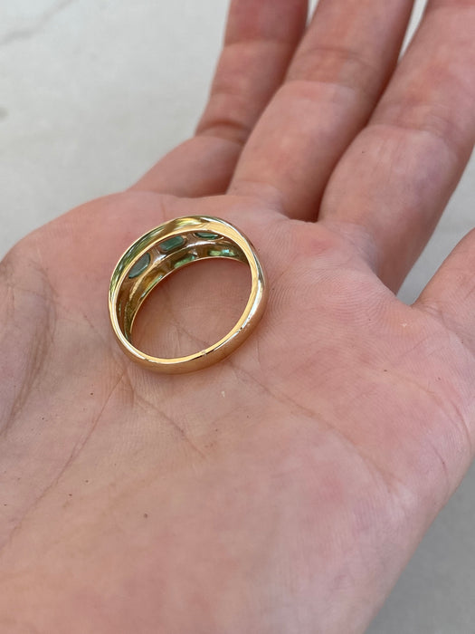 14K Gold Natural Emerald Ring Size 7