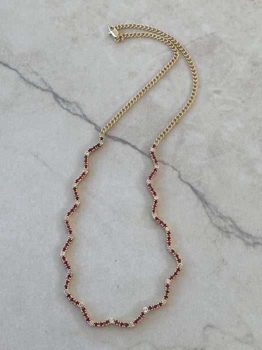 14K Gold Ruby & Diamond Wavy Necklace – 5 TCW