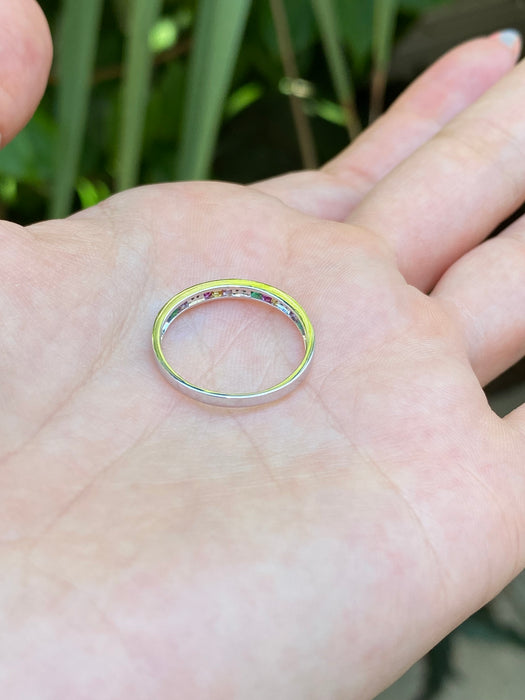 14k white gold rainbow ring size 6.5