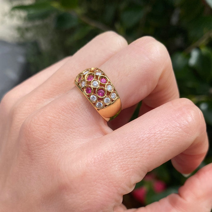 18k ruby and diamond ring size 5.75