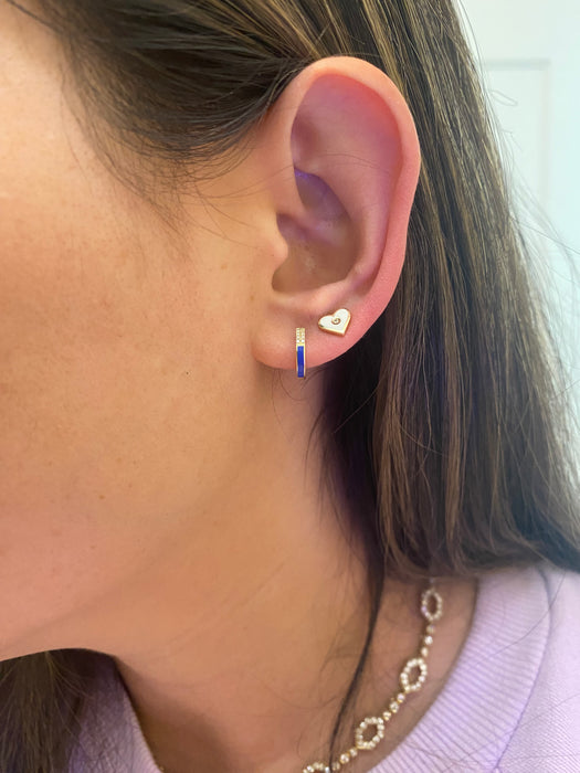 14k blue enamel diamond huggie earrings