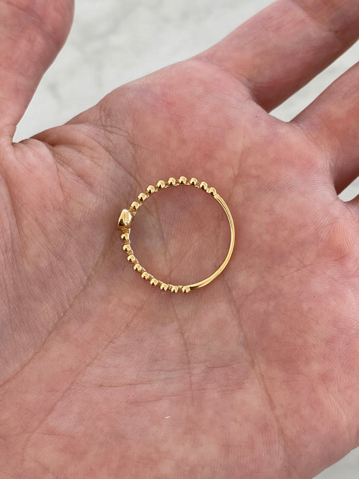 14K Gold Beaded Bezel-Set Lab Diamond Ring
