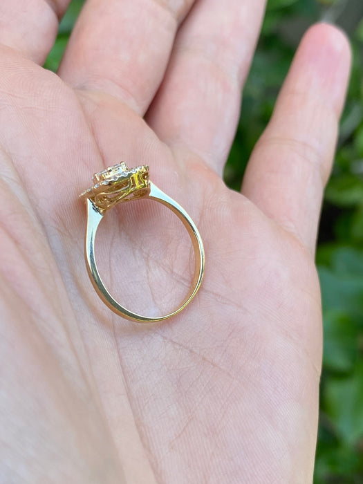 18k diamond round baguette ring size 7