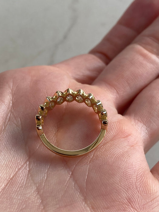 14K Gold Bezel Set Marquise Lab Diamond Band Ring