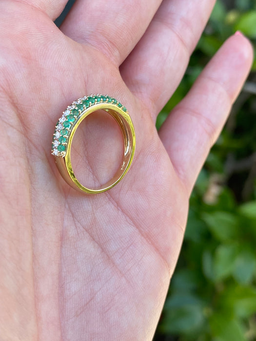 14k emerald diamond ring size 7.25