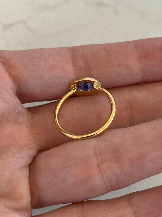 18K Gold East-to-West Tanzanite Ring Size 6