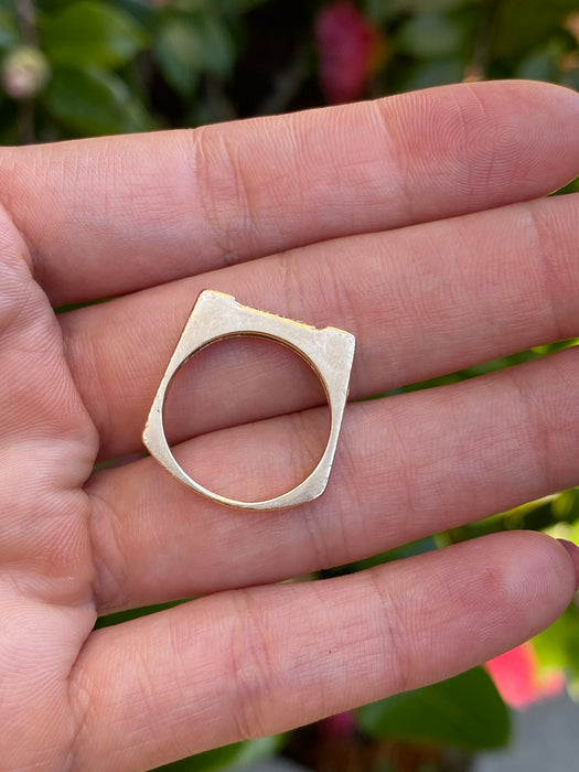 14k diamond squared ring size 6.25