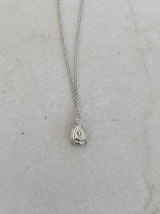 14K White Gold 1 Carat Pear Cut Lab Diamond Solitaire Necklace