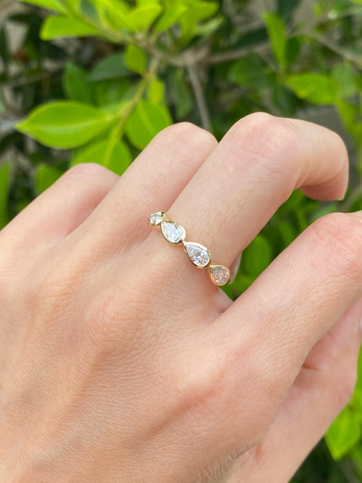 14K Bezel Set Pear Lab Diamond Ring
