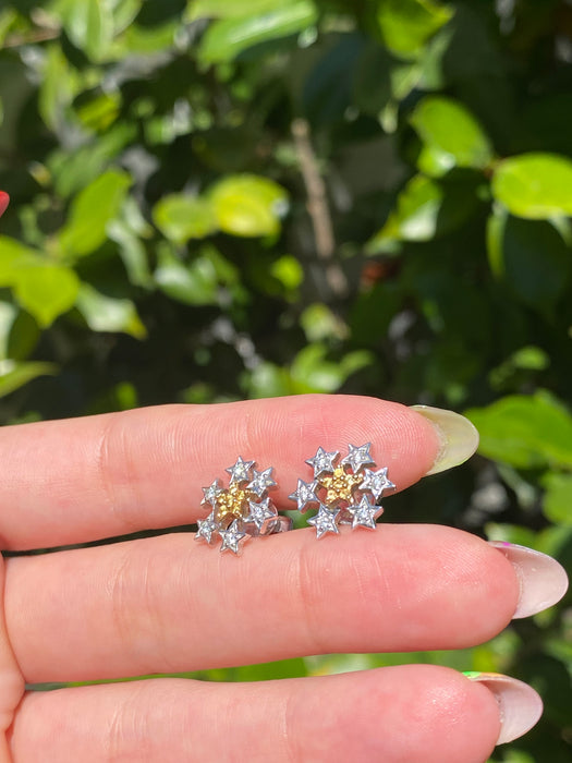 14k Clyde duneier white gold diamond star and sapphire earrings