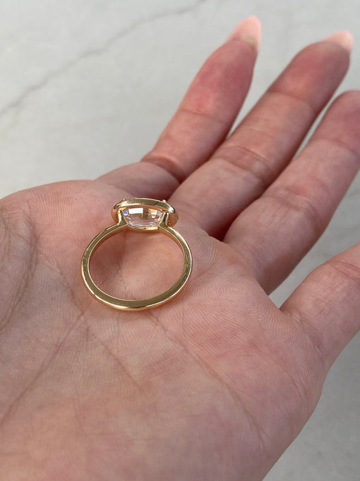 14K Step-Cut Lab Diamond Oval Ring
