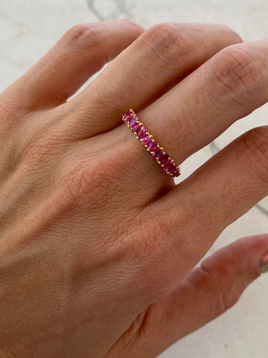 14k Gold Half Eternity Pear Ruby Ring