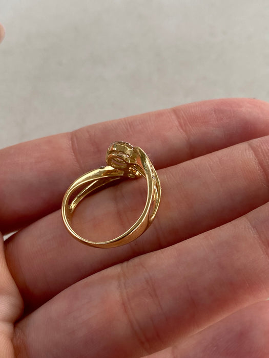 Vintage 18K Gold Natural Diamond Bypass Ring