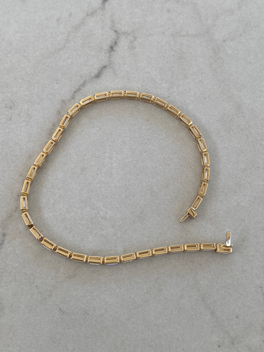 14K Bezel-Set 5.8 TCW Emerald Cut Lab Diamond Bracelet