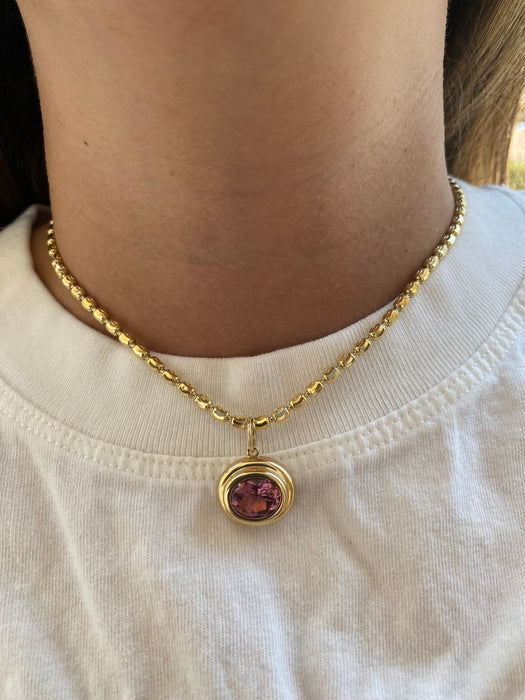 14K 3.6 Carat Pink Tourmaline Bezel Set Charm
