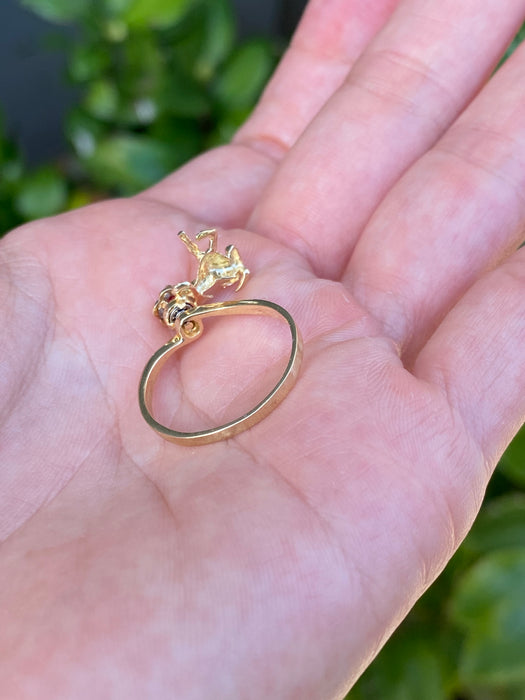 14k diamond spinner ruby ram flower ring size 7