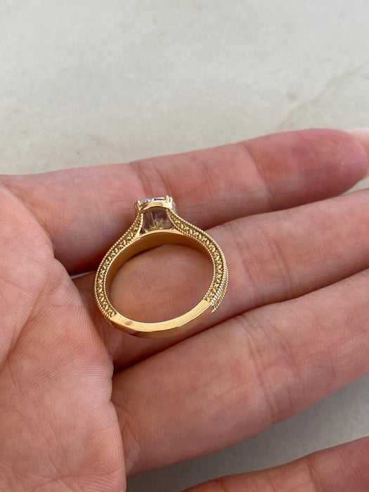 14K Gold Lab Cushion 2.03 TCW Diamond Ring Size 6