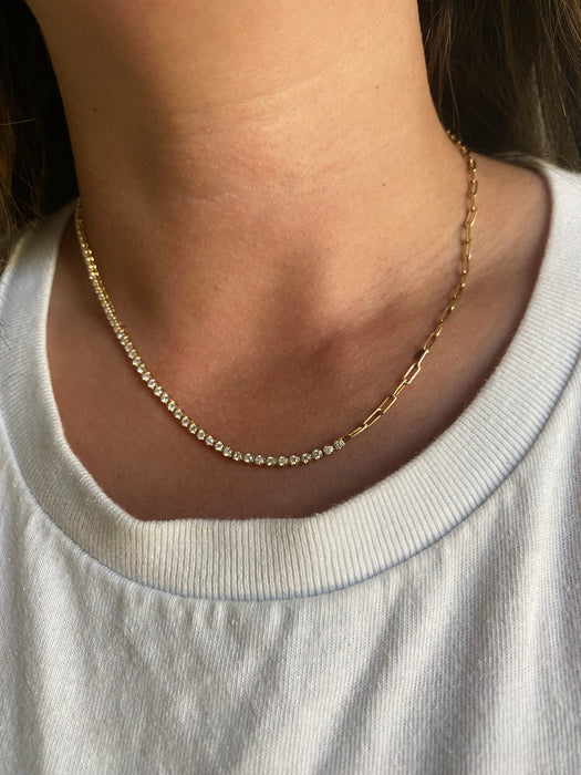 14K 1.8 TCW Natural Diamond & Paperclip Link Necklace 17”