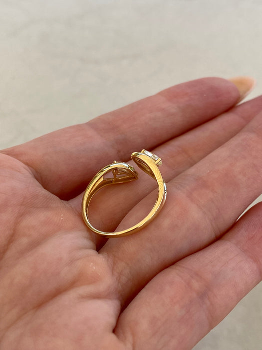 18K Gold Open Natural Pear Diamond Ring