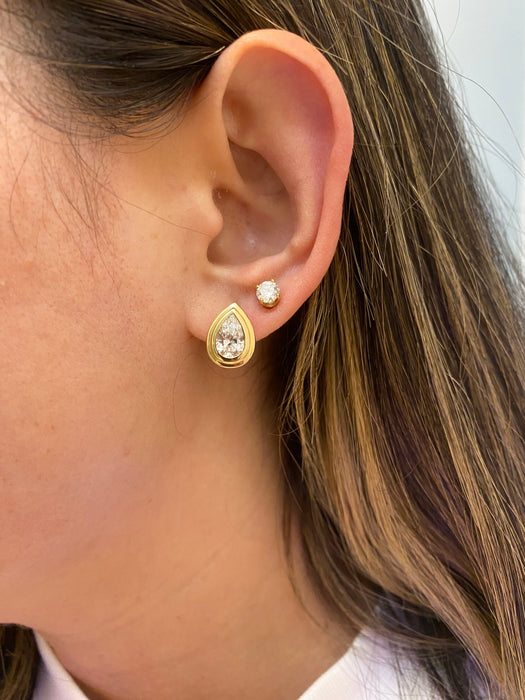 14K Gold 2.2 TCW Pear Lab Diamond Huggie Earrings