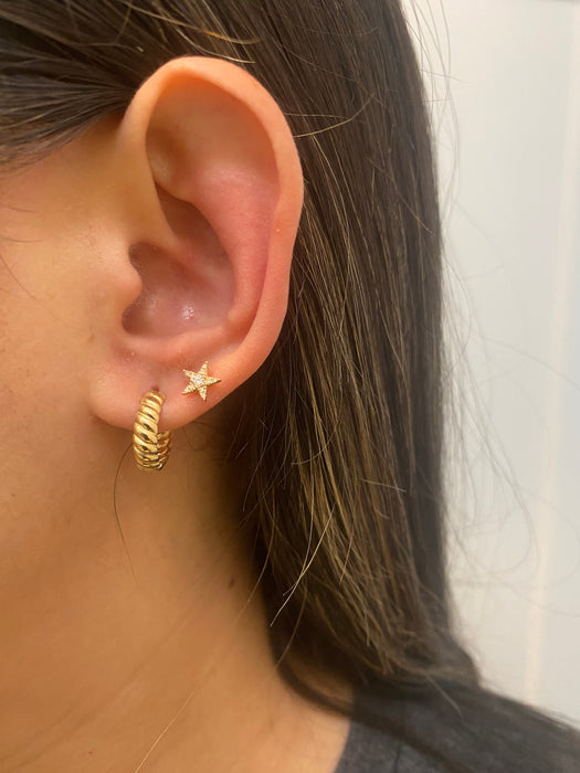 14k croissant huggie earrings