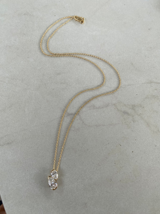 14K Gold 1.50 Carat Lab Diamond Pear Necklace