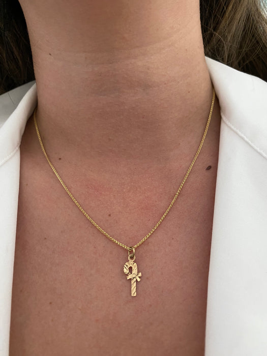 14K Gold Vintage Candy Cane Charm