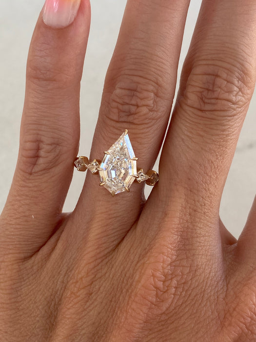 14K 3.51 TCW Step-Cut Pear Lab Diamond Ring