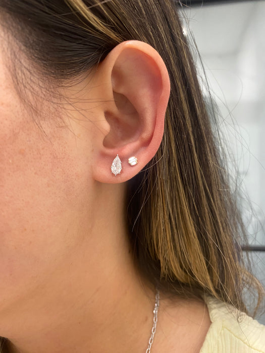 14K White Gold Step-Cut Marquise Lab Diamond Stud Earrings
