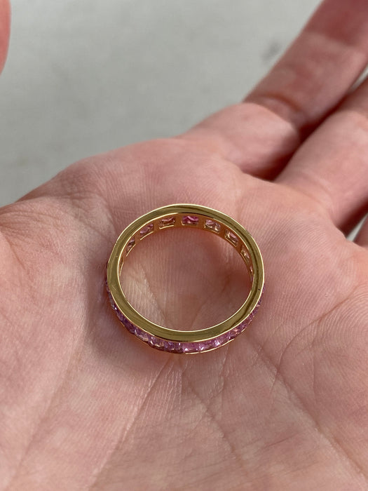 18K Gold Pastel Pink & Purple Natural Sapphire Eternity Ring