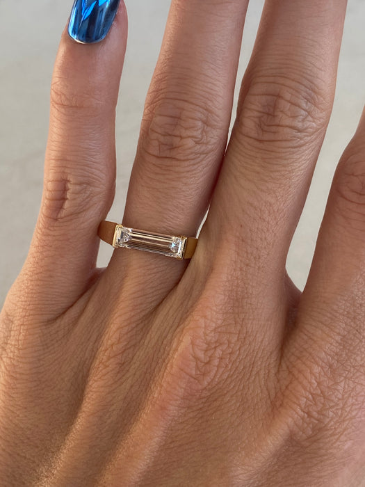 14K 1.15 CTW Baguette Lab Diamond Ring- IGI certified