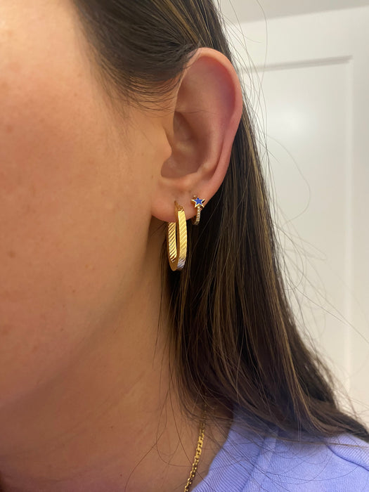 14k fluted oval hoop earrings