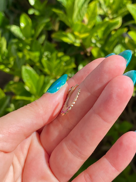 14k diamond and ruby crescent moon pendant