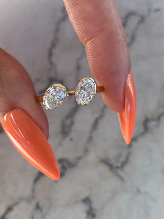 14K Gold Open 1.39 TCW Oval Lab Diamond Ring